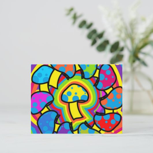 Colorful Magic Mushrooms Briefkaart (Staand voorkant)
