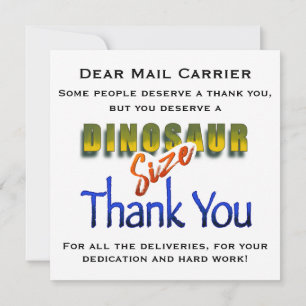 Colorful Mail Carrier Dinosaur Dank u voor uw plat