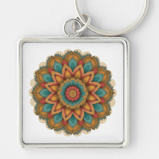 Colorful Mandala Floral Boho Charm Sleutelhanger