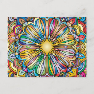 Colorful Mandala Flower Abstract Geometric Pattern Briefkaart
