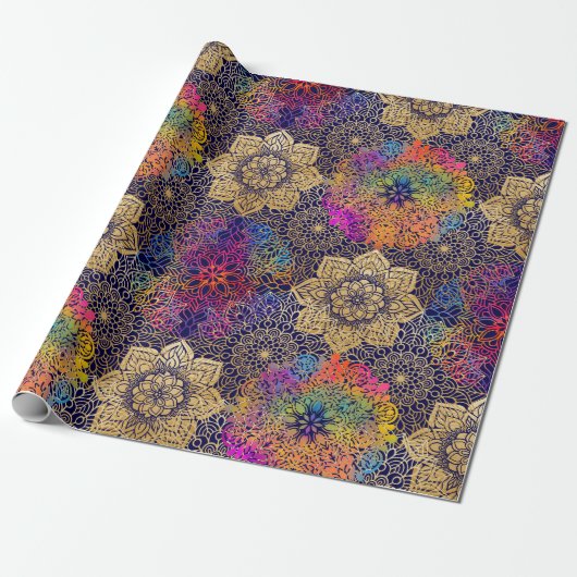 Colorful Mandala Pattern Cute Cool  Funky Cadeaupapier (Uitgerold)