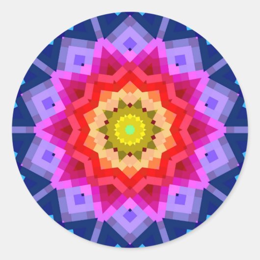 Colorful Mandala Ronde Sticker (Voorkant)
