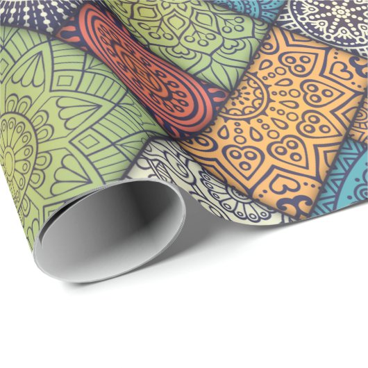 Colorful Mandala Tile Pattern Cadeaupapier (Rol Hoek)