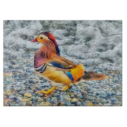 Colorful Mandarin Duck aan het meer Snijplank (Voorkant)