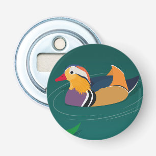 Colorful Mandarin Duck Modern Digital Art Button Flesopener