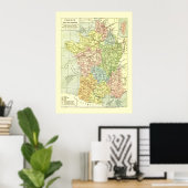Colorful Map of France Poster (Thuiskantoor)