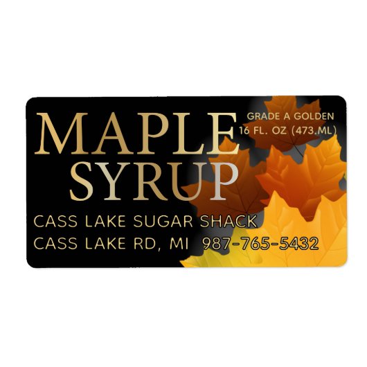 Colorful Maple Leaf Plastic Jug Syrup label (Voorkant)