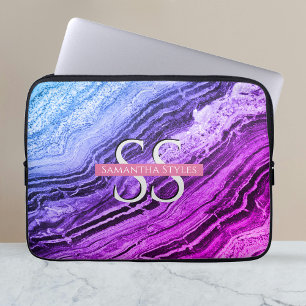 Colorful Marble Monogram & Naam Laptop Sleeve