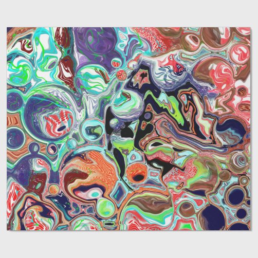 Colorful Marble Pour Paint Birthday Cadeaupapier (Vlak)
