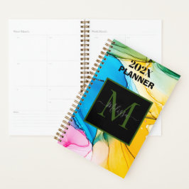 Colorful Marbled Monogram Name Planner