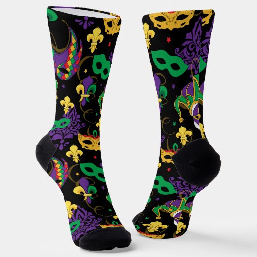 Colorful Mardi Gras Carnival Pattern Sokken (Gebogen)