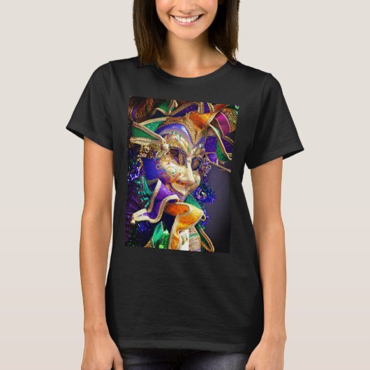 Colorful Mardi Gras Face Mask T-shirt (Voorkant)