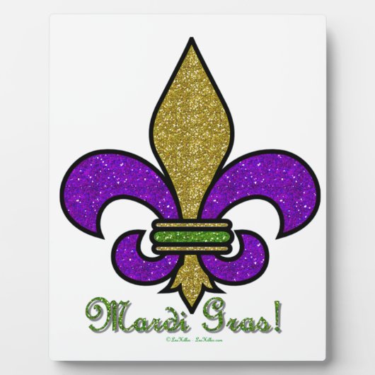 Colorful Mardi Gras Fleur De Lis Fotoplaat (Voorkant)
