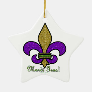 Colorful Mardi Gras Fleur De Lis Keramisch Ornament