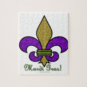 Colorful Mardi Gras Fleur De Lis Legpuzzel