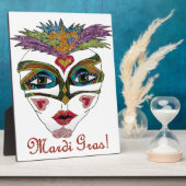 Colorful Mardi Gras Glitter Feather Mask Fotoplaat (Zijkant)