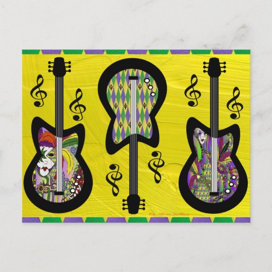 Colorful Mardi Gras Guitars Briefkaart (Voorkant)