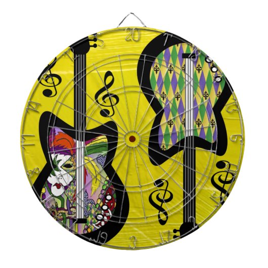 Colorful Mardi Gras Guitars Dartbord (Voorkant)