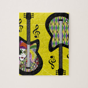 Colorful Mardi Gras Guitars Legpuzzel