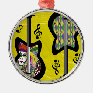 Colorful Mardi Gras Guitars Metalen Ornament