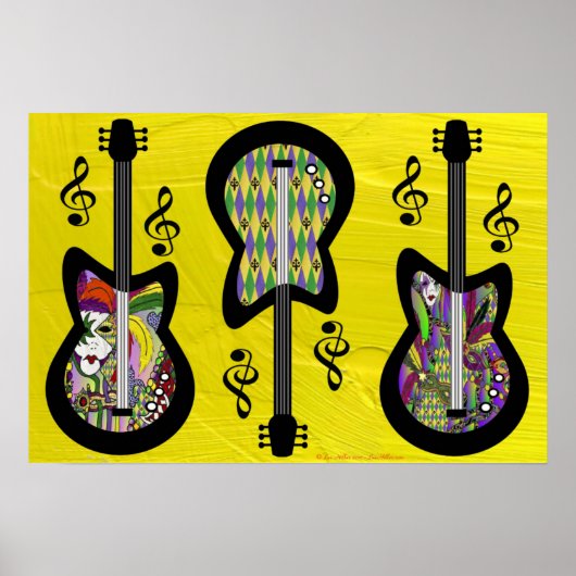 Colorful Mardi Gras Guitars Poster (Voorkant)