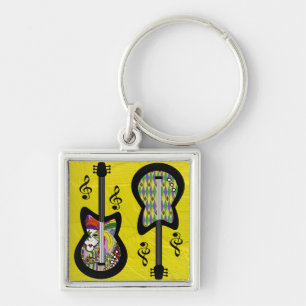 Colorful Mardi Gras Guitars Sleutelhanger