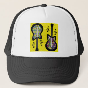 Colorful Mardi Gras Guitars Trucker Pet