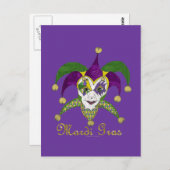 Colorful Mardi Gras Jesters Mask Briefkaart (Voorkant / Achterkant)