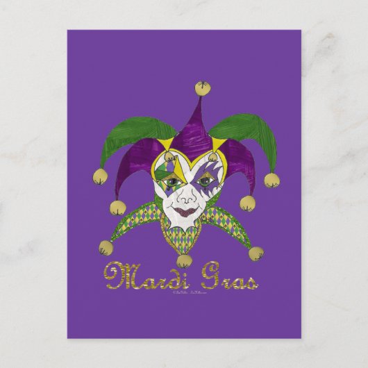 Colorful Mardi Gras Jesters Mask Briefkaart (Voorkant)