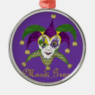Colorful Mardi Gras Jesters Mask Metalen Ornament