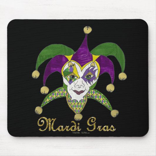 Colorful Mardi Gras Jesters Mask Muismat (Voorkant)