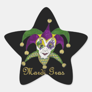 Colorful Mardi Gras Jesters Mask Ster Sticker
