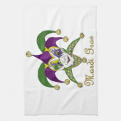 Colorful Mardi Gras Jesters Mask Theedoek (Verticaal)