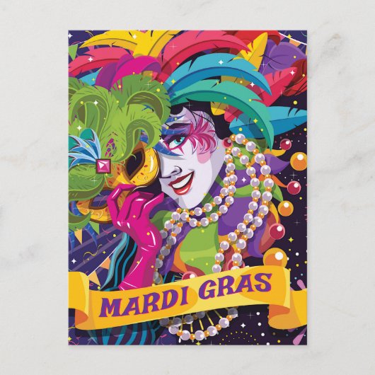 Colorful Mardi Gras MaskPoster Briefkaart (Voorkant)