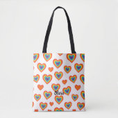Colorful Marker Heart Pattern Tote Bag (Devant)