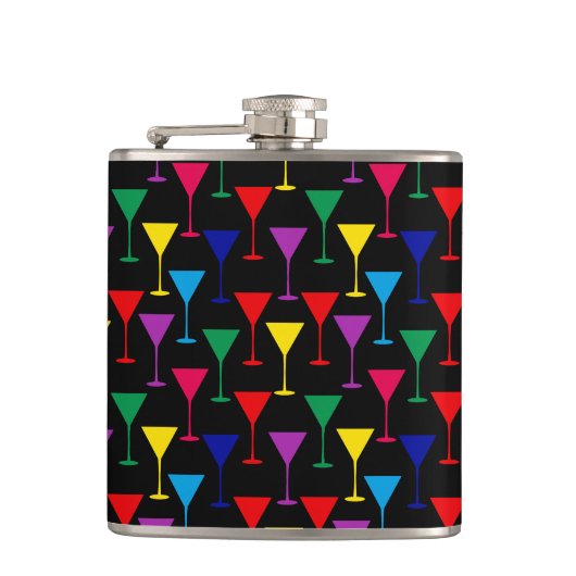 Colorful Martini Cocktail Pattern Heupfles (Voorkant)