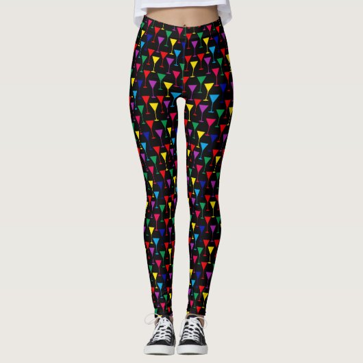 Colorful Martini Cocktail Pattern Leggings (Voorkant)