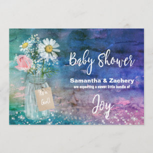 *~* Colorful Mason Jar Floral Baby shower Rustic Kaart