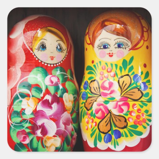 Colorful Matryoshka Dolls Vierkante Sticker (Voorkant)