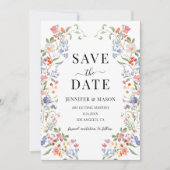 Colorful Meadow Flower Wildflower Save The Date Kaart (Voorkant)