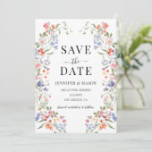 Colorful Meadow Flower Wildflower Save The Date Kaart (Staand voorkant)