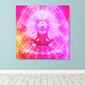 Colorful Meditation Spiritueel Yoga Lotus Pose Canvas Afdruk (Insitu (Houten vloer))