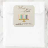 Colorful Menorah Hanukkah Vierkante Sticker (Tas)