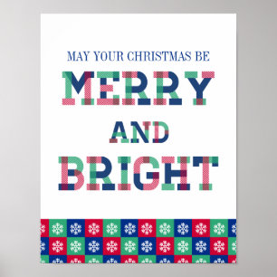 Colorful Merry and Bright Kerstmis Poster Sign.