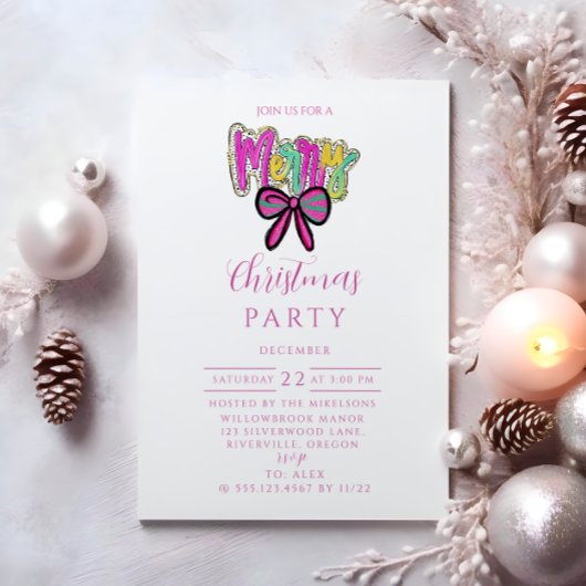 Colorful Merry Bow Christmas Kaart