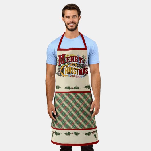 Colorful "Merry Christmas" Apron Schort (Gedragen)