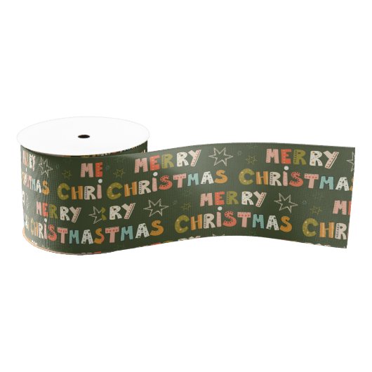 Colorful Merry Christmas Script Holiday Grosgrain Lint (Spoel)