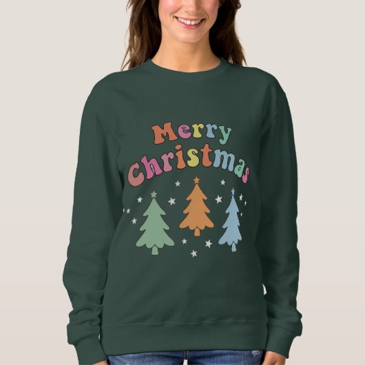 colorful Merry Christmas Tree Sweatshirt (Devant)