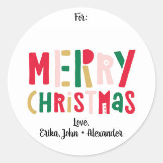 Colorful Merry kerst Ronde Sticker