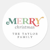Colorful Merry Kerstfeestay Gift Ronde Sticker (Voorkant)